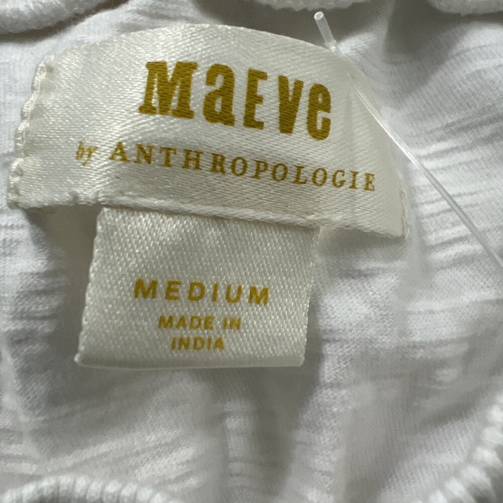 Maeve Anthropologie Ivory White Smocked Popcorn Texture Top Short Sleeve Size M - Picture 10 of 10